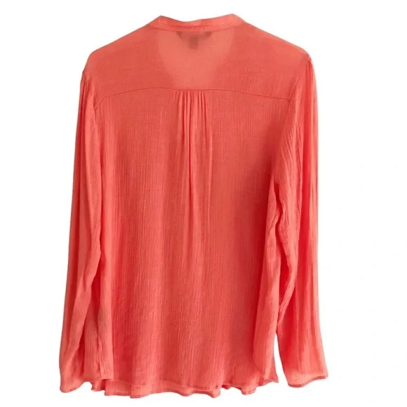 Zac and Rachel Flowy Blouse Roll Tab Sleeves Orange XL - Picture 2 of 7